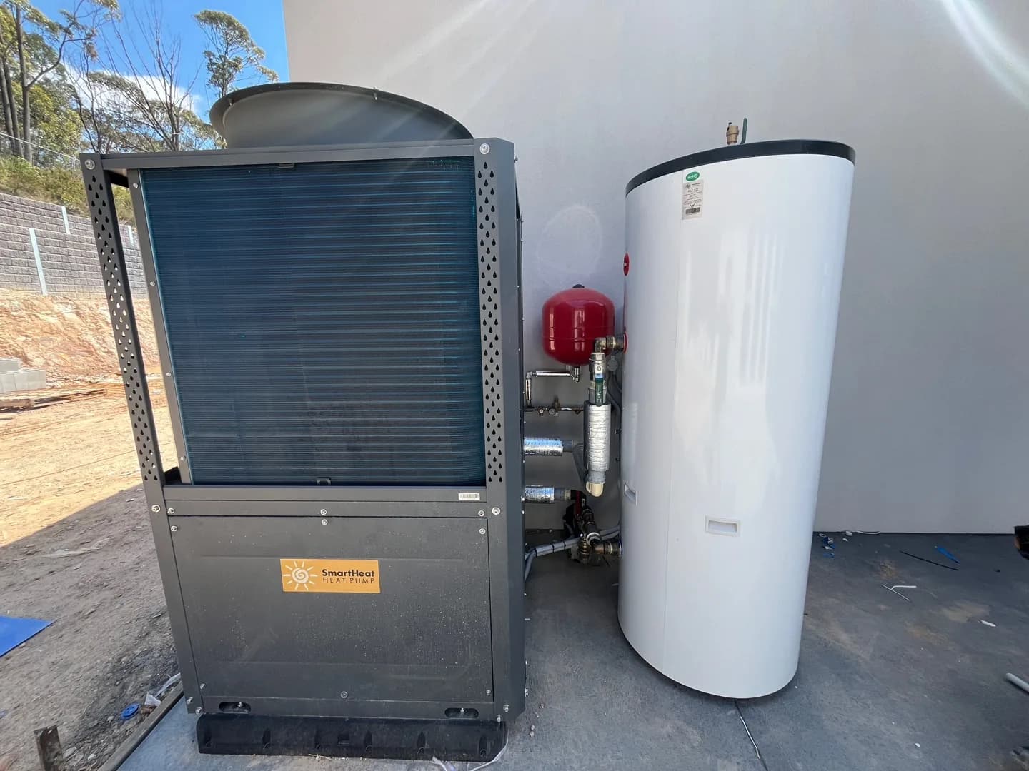 Heat pump connected to a hydronic heating system